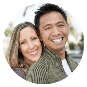 A smiling couple, feeling connected.