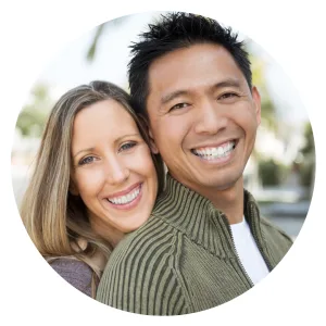 A smiling couple, feeling connected.
