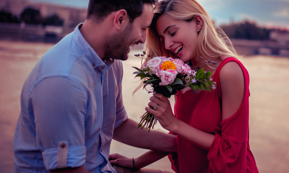 A couple having a romantic moment